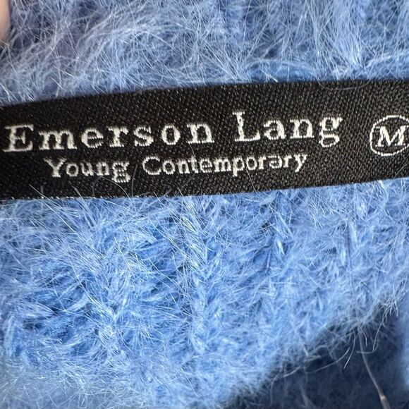 Emerson Lang young contemporary fuzzy faux fur winter blue sweater medium NWOT - Picture 6 of 7